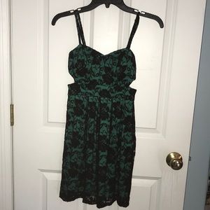 Green with black lace dress!